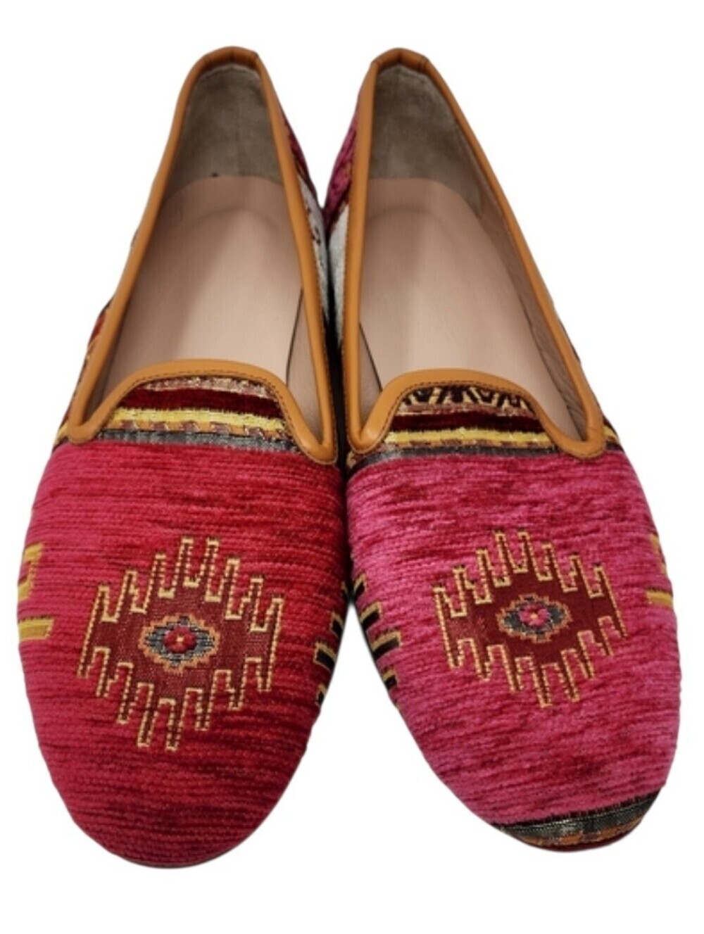 Women's Multicolor Geometric/Tribal Patterned Leather Loafers (EU 41/US 9.5)